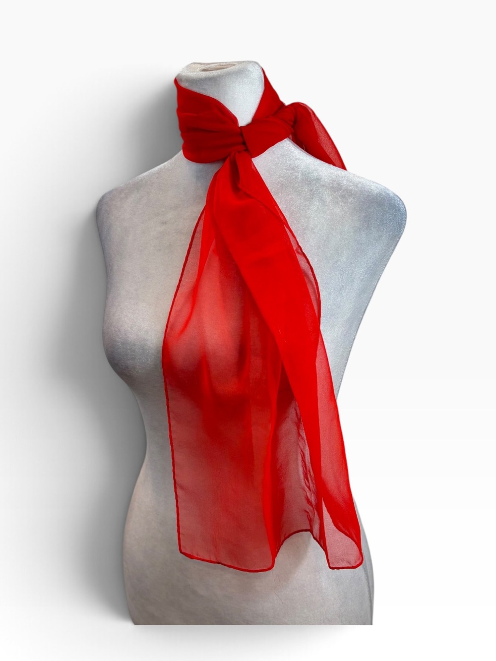Ladies Vintage Sheer Red Neck Scarf